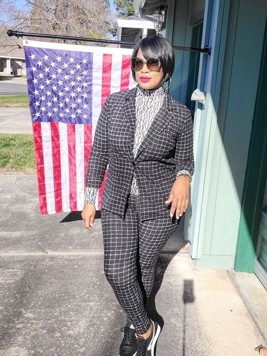 Fashion Nova Pants - Black Windowpane Suit Jacket & Pants Set
